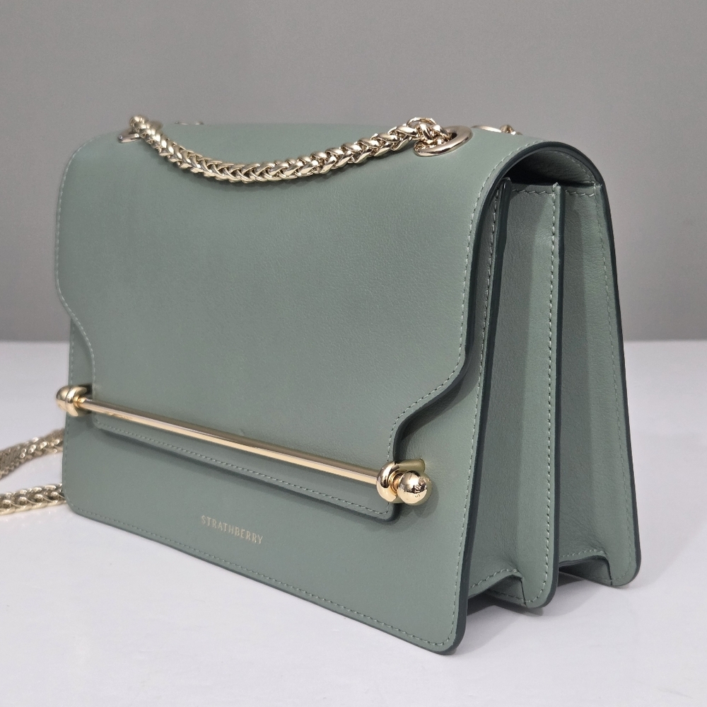 STRATHBERRY EAST/WEST SHOULDER BAG SEAGRASS SAGE MINTY GREEN LEATHER - Picture 3 of 9